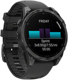 Garmin fenix 8 Smartwatch - 47mm AMOLED Sapphire Carbon Gray DLC Titanium with Black/Pebble Gray Silicone