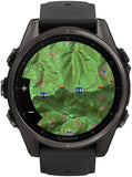 Garmin fenix 8 Smartwatch - 43mm AMOLED Sapphire Carbon Gray DLC Titanium with Black/Pebble Gray Silicone