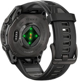 Garmin fenix 8 Smartwatch - 43mm AMOLED Sapphire Carbon Gray DLC Titanium with Black/Pebble Gray Silicone