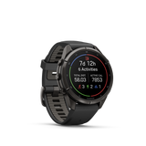 Garmin fenix 9 Pro – 43 mm Carbon Gray DLC Titanium with Black/Pebble Gray Silicone Band