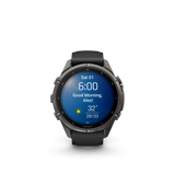 Garmin fenix 9 Pro – 43 mm Carbon Gray DLC Titanium with Black/Pebble Gray Silicone Band