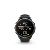 Garmin fenix 9 Pro – 43 mm Carbon Gray DLC Titanium with Black/Pebble Gray Silicone Band