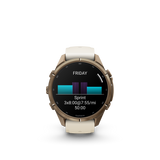 Garmin fenix 9 Pro – 43 mm Autumn Gold Titanium with Cream/French Gray Silicone Band