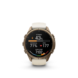 Garmin fenix 9 Pro – 43 mm Autumn Gold Titanium with Cream/French Gray Silicone Band