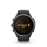 Garmin fenix 9 Pro – 51 mm Carbon Gray DLC Titanium with Black/Pebble Gray Silicone Band