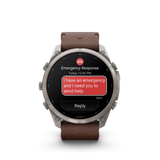 Garmin fenix 9 Pro – inReach, 51 mm Titanium with Walnut Leather Band