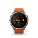 Garmin fenix 9 Pro – 51 mm Titanium with Autumn Orange/Spark Orange Silicone