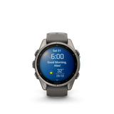 Garmin fenix 9 – 43 mm Titanium with Pebble Gray Silicone Band