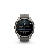 Garmin fenix 9 – 43 mm Titanium with Pebble Gray Silicone Band