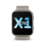 Garmin Venu X1 Soft Gold with Titanium Caseback and French Gray Nylon Band