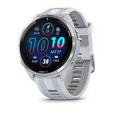 Garmin Forerunner 965, Titanium Bezel with Whitestone Case and Whitestone/Powder Gray Silicone Band