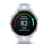 Garmin Forerunner 965, Titanium Bezel with Whitestone Case and Whitestone/Powder Gray Silicone Band