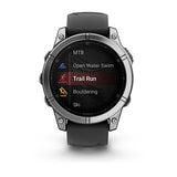 Garmin fenix E, 47 mm, AMOLED, Stainless Steel with Black Silicone Band