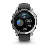 Garmin fenix E, 47 mm, AMOLED, Stainless Steel with Black Silicone Band