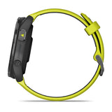 Garmin Forerunner 965, Carbon Gray DLC Titanium Bezel with Black Case and Amp Yellow/Black Silicone Band