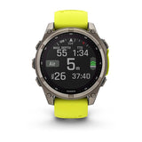 Garmin fenix 8, 47 mm, Solar, Sapphire, Titanium with Amp Yellow/Graphite Silicone Band