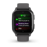 Garmin Venu Sq 2, Slate Aluminum Bezel with Shadow Gray Case and Silicone Band