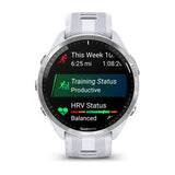 Garmin Forerunner 965, Titanium Bezel with Whitestone Case and Whitestone/Powder Gray Silicone Band