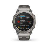 Garmin, fenix 6X Pro Solar, Watch, Watch Color: Black, Wristband: Grey - Titanium, 010-02157-23