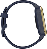 Garmin  Venu Sq – Music Edition Light Gold Aluminum Bezel with Navy Case and Silicone Band 010-02426-02