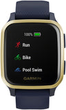 Garmin  Venu Sq – Music Edition Light Gold Aluminum Bezel with Navy Case and Silicone Band 010-02426-02