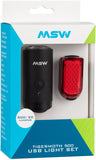 MSW Tigermoth 500 USB Lightset 500 Lumen Headlight and 20 Lumen Taillight